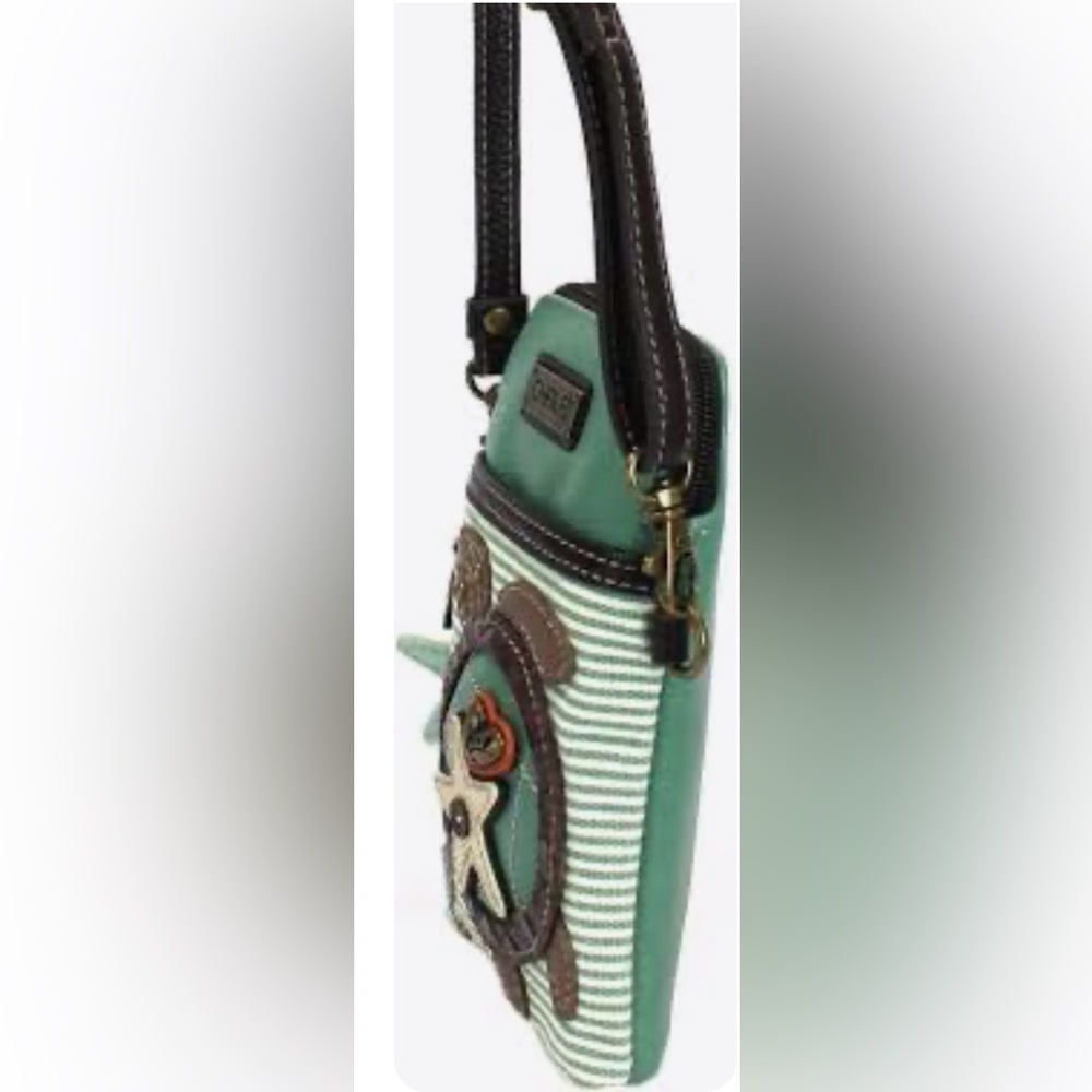 Chala Mint and Brown Turtle Crossbody Bag - Picture 5 of 5